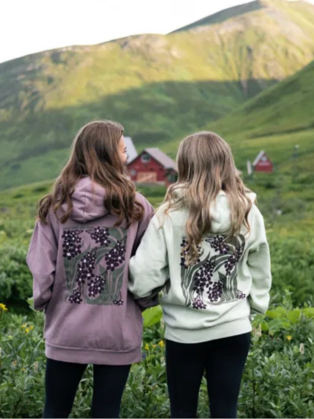 Ak Republic ‘Grow with the Flow” Soft Green Floral Graphic Hoodie Sweatshirt - Picture 1 of 4